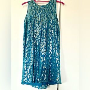 Vintage Silk Pleated Trapeze Mini Dress